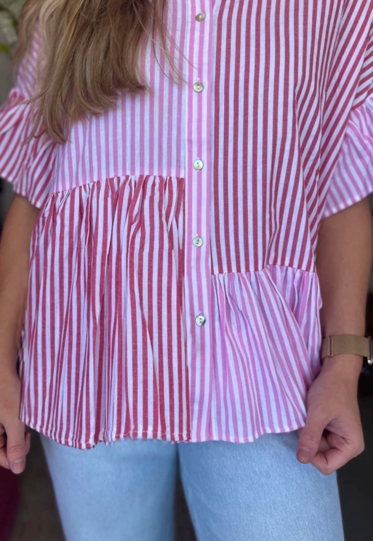 Striped Button Up Top