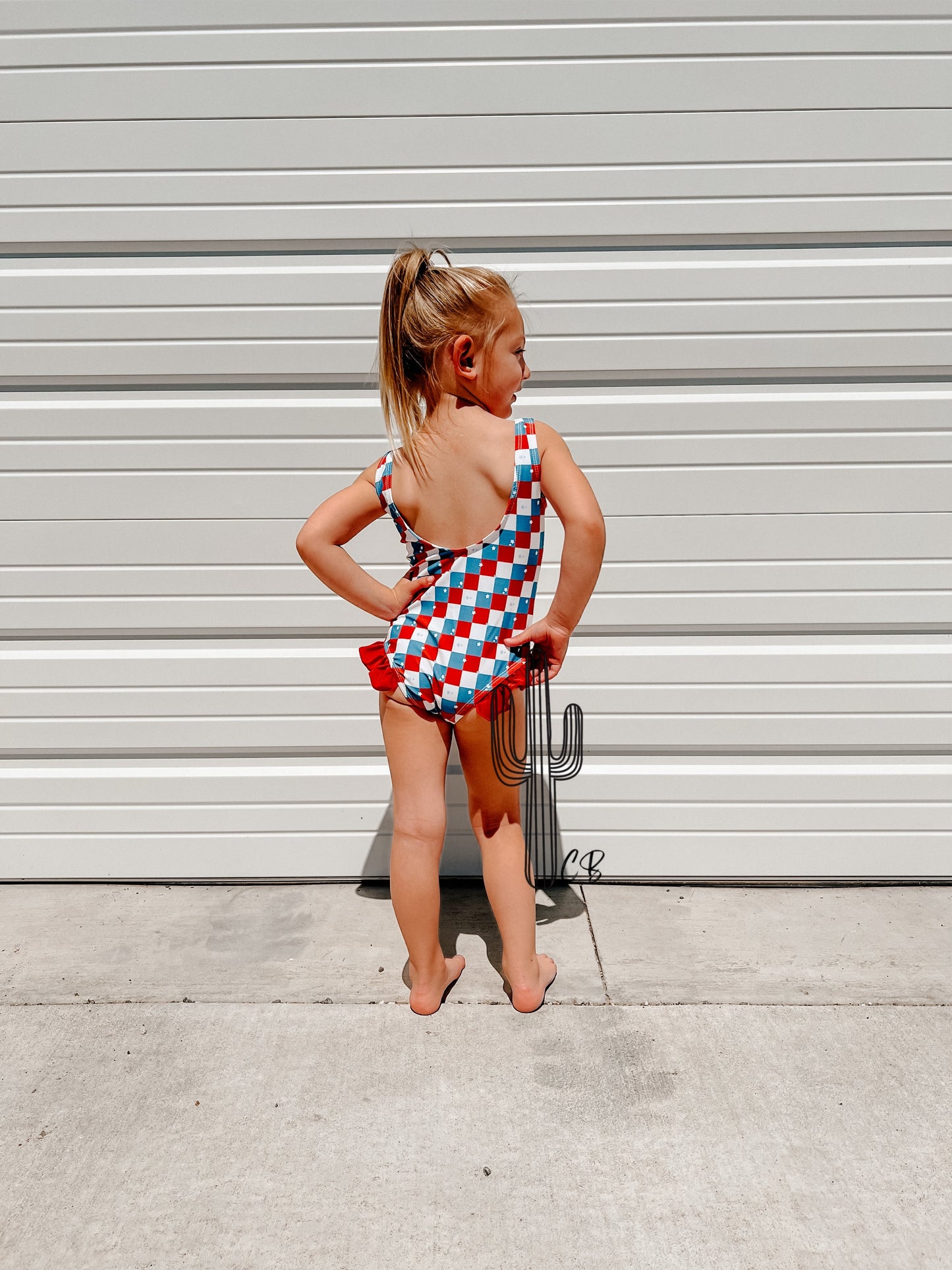 Girls 1 Piece Patriotic Swim