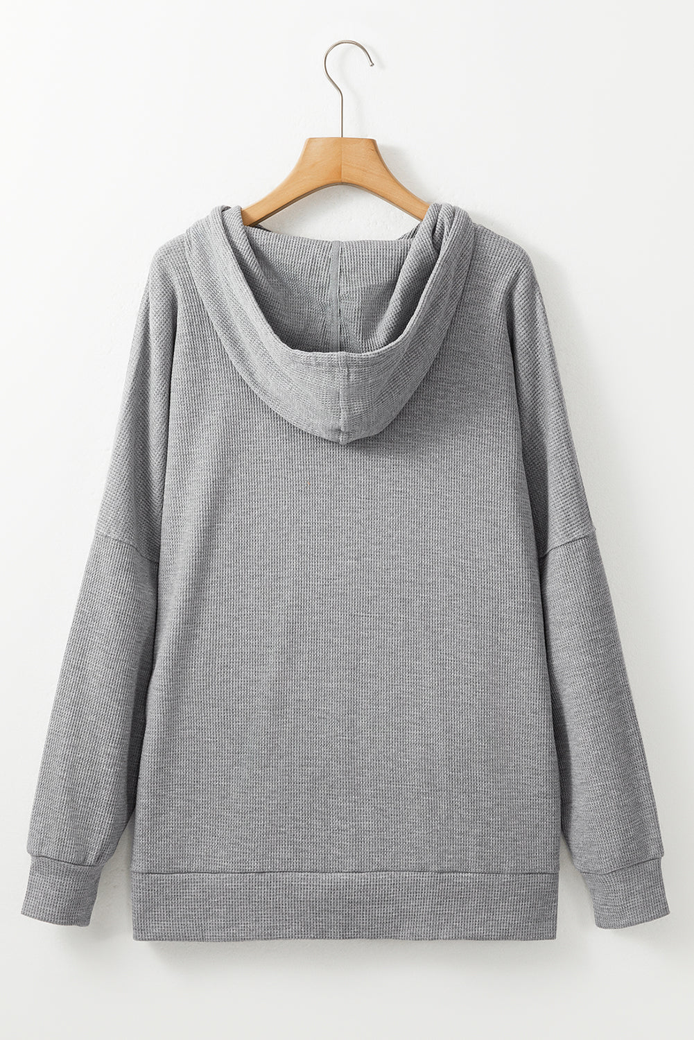 Gray Waffle Knit High Low Oversized Hoodie