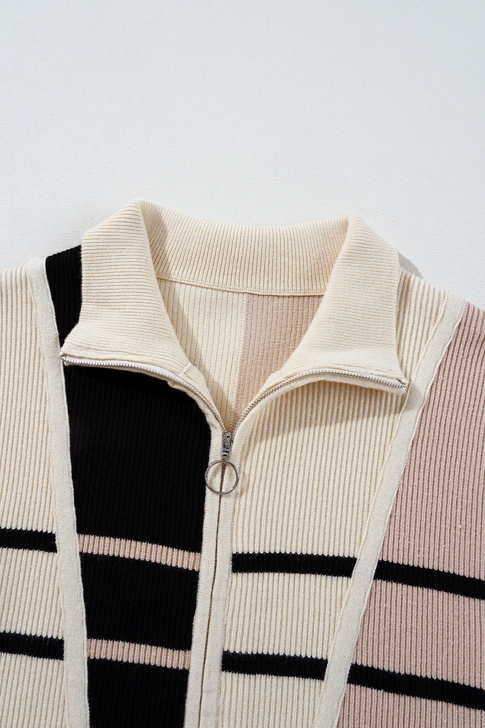 Black Stripe Color Block Short Sleeve Quarter Zip Mini Dress