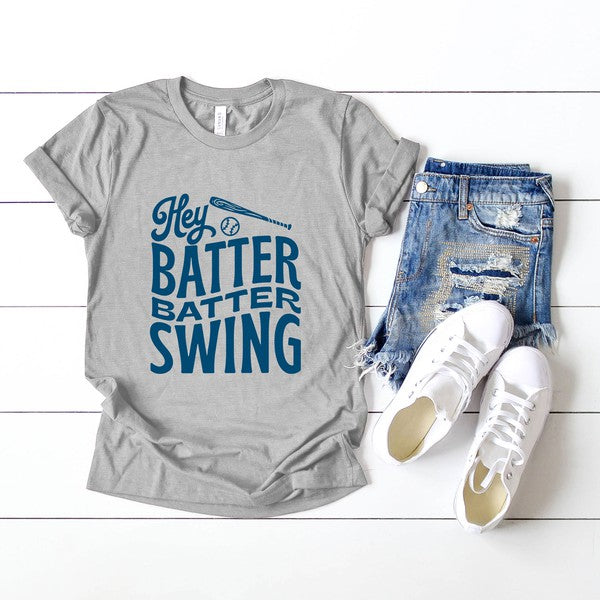 Hey Batter Batter Wavy Graphic V-Neck Tee