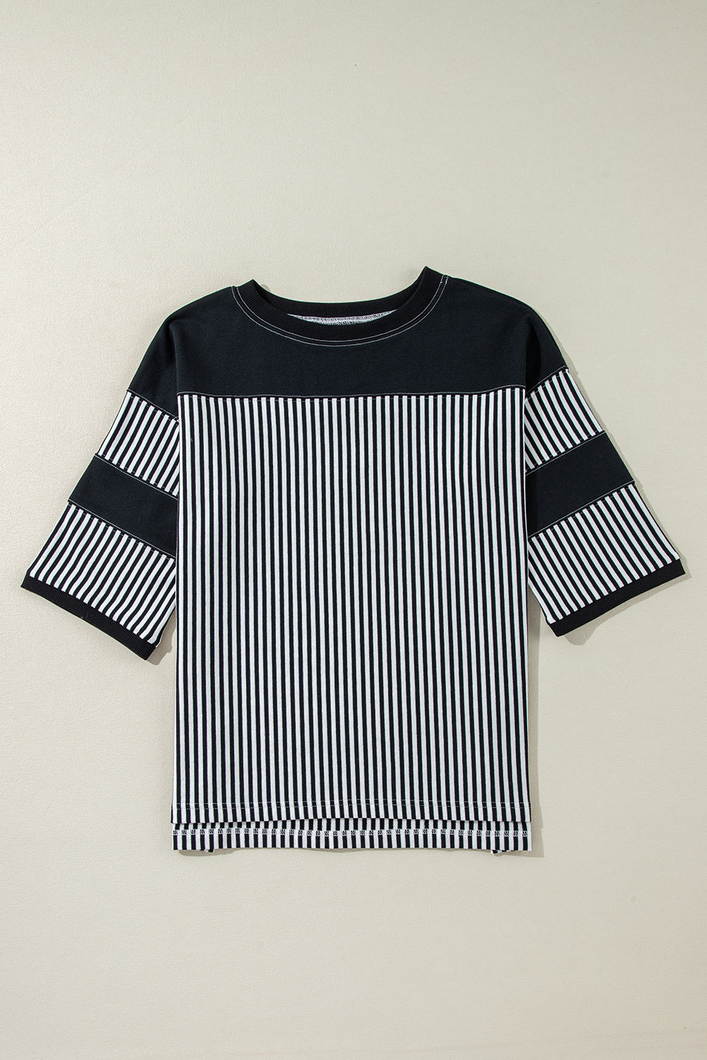 Mist Green Striped Patchwork Oversized Tee