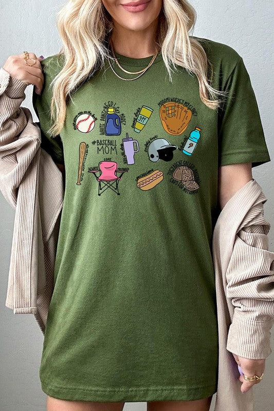 Baseball Mom Essentials Graphic T Shirts