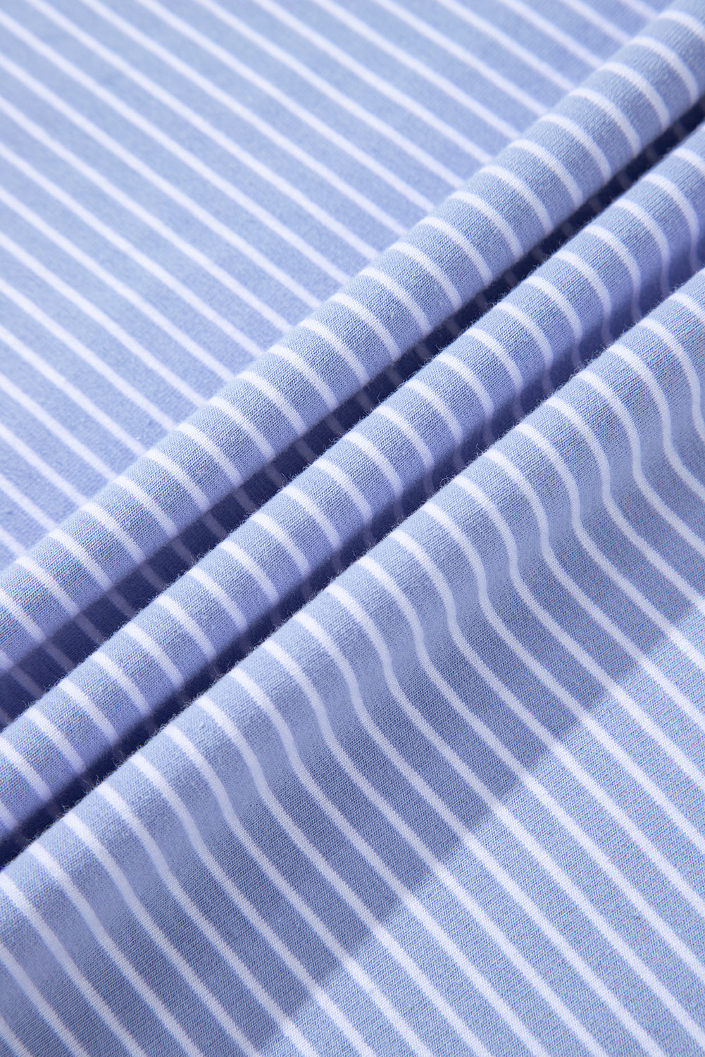 Sky Blue Striped Dolman Sleeve Pullover and Drawstring Shorts Set