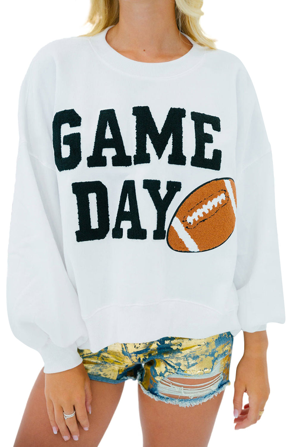 GAME DAY Graphic Varsity Pullover Sweatshirt