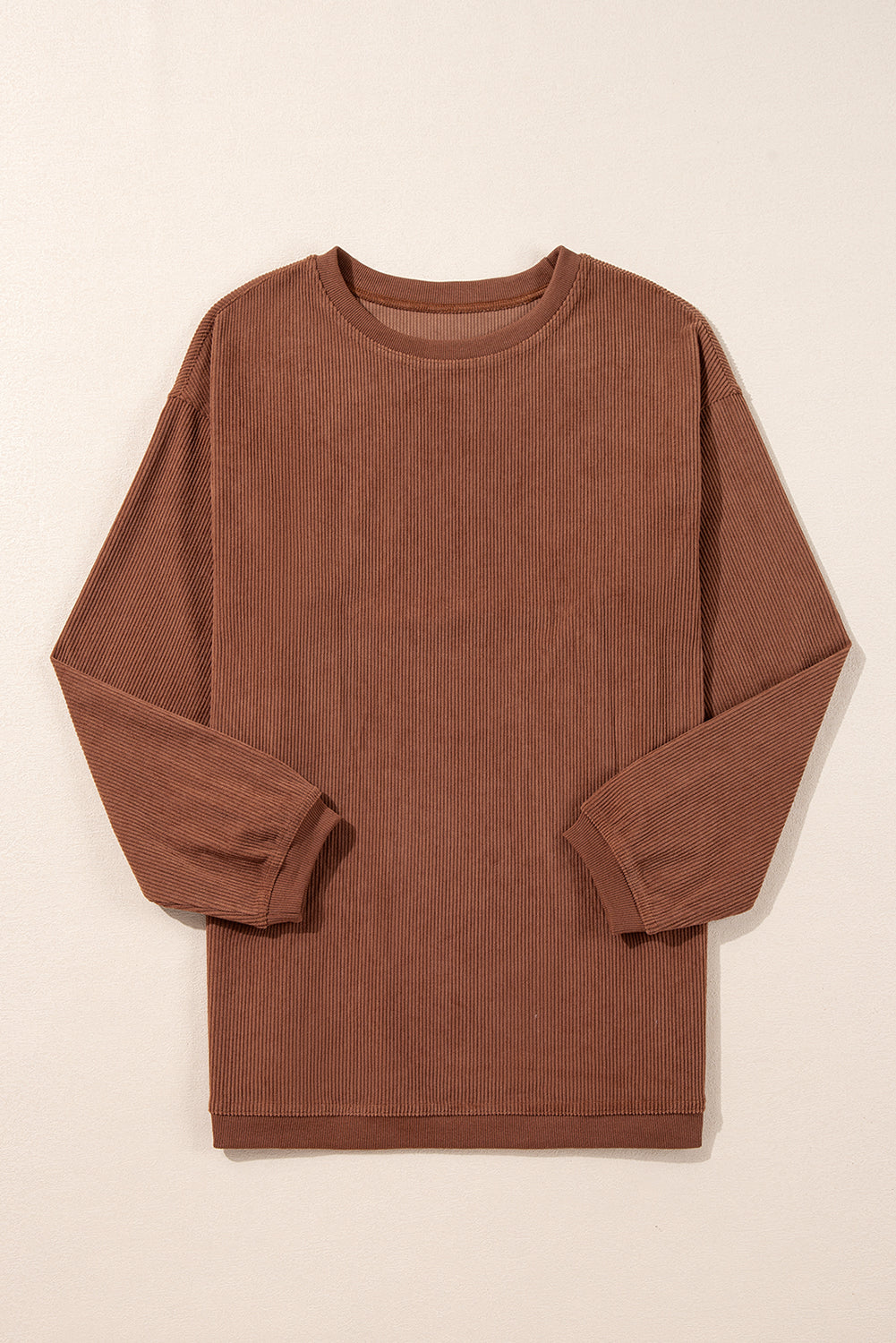 Apricot Drop Shoulder Ribbed Oversized Sweatshirt