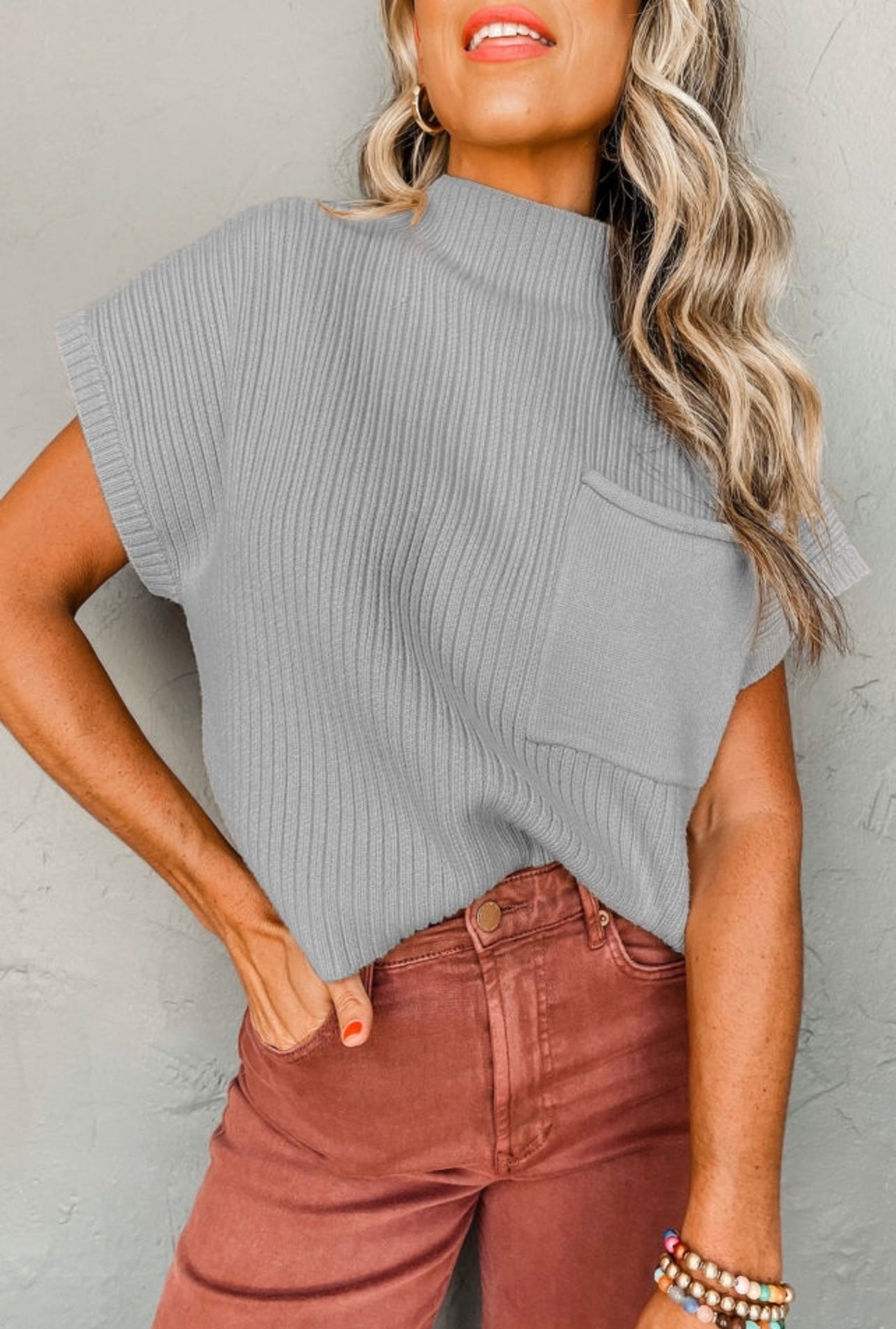 Cropped Short Sleeve Sweater