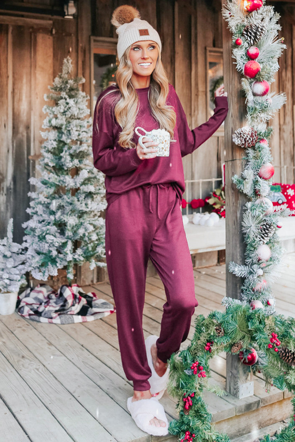 Beau Blue Long Sleeve Pullover & Jogger Pants Loungewear Set