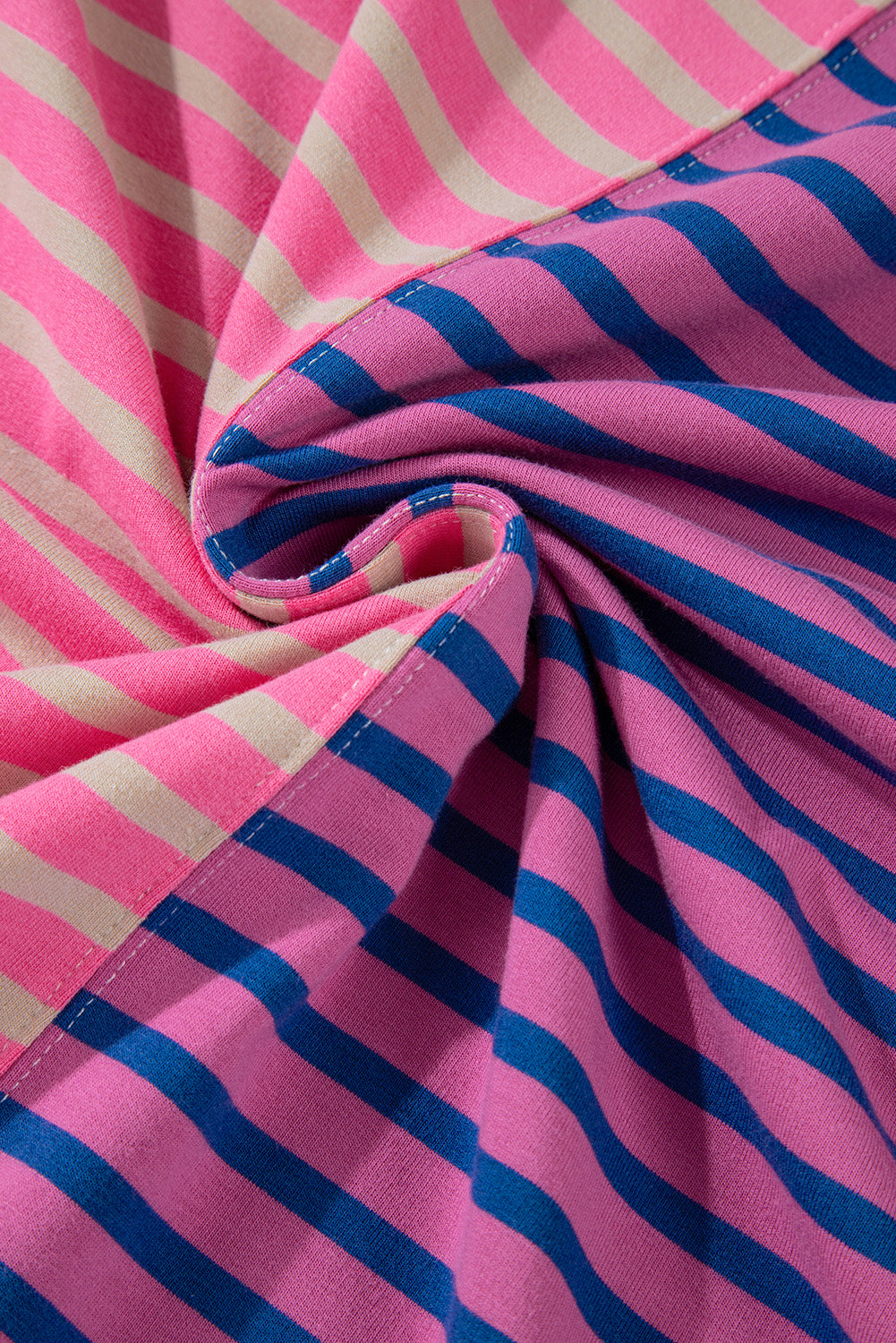 Sky Blue Stripe Colorblock Drop Shoulder Oversize Sweatshirt