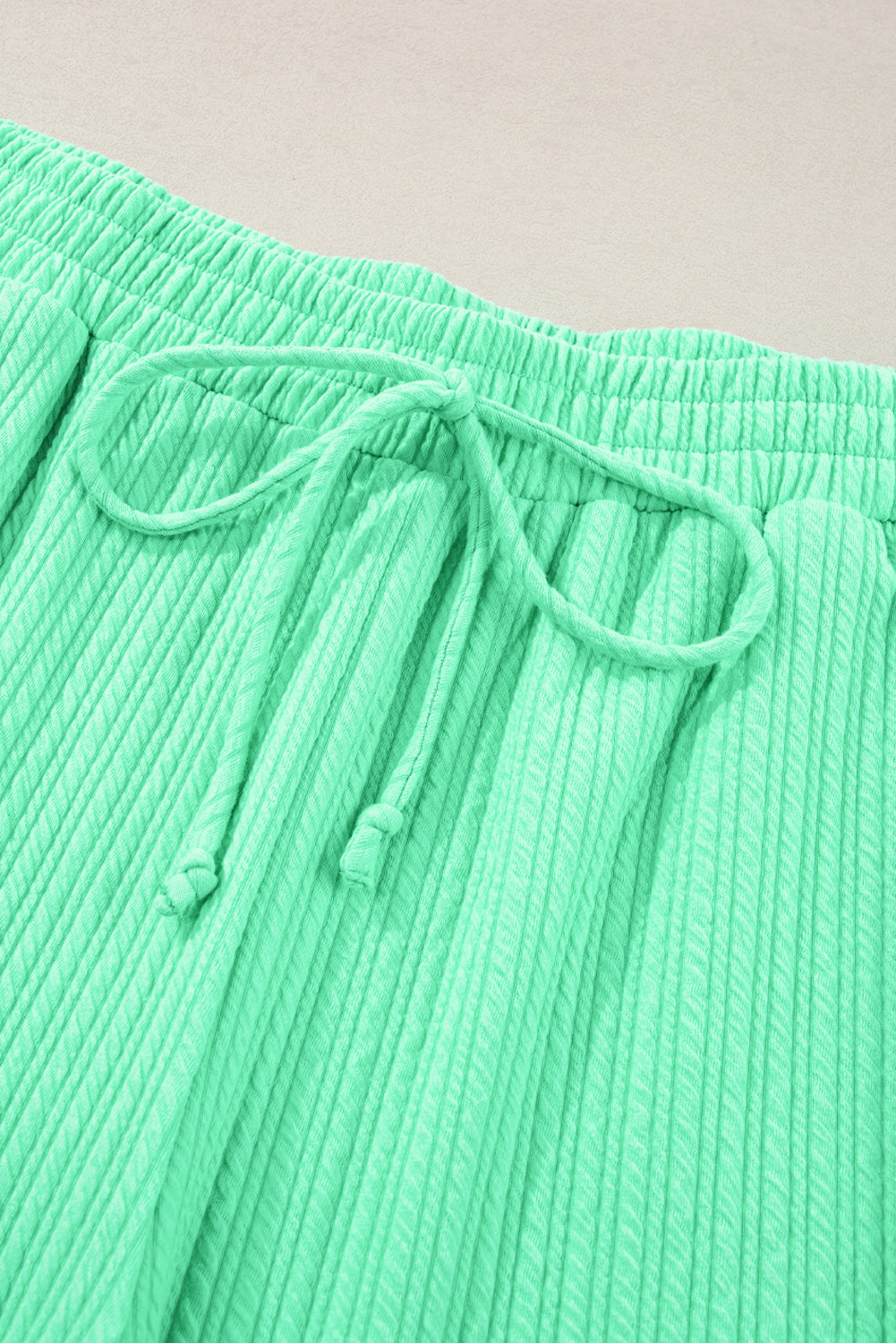 Mint Green Textured Batwing Sleeve Tee & Wide Leg Pants Plus Size Set