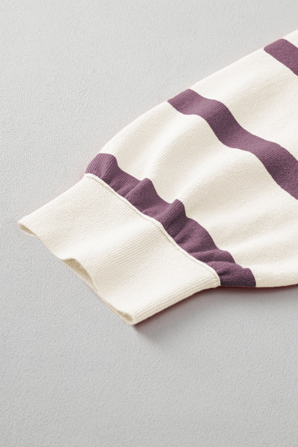 Pink Striped Colorblock Drop Shoulder Sweater