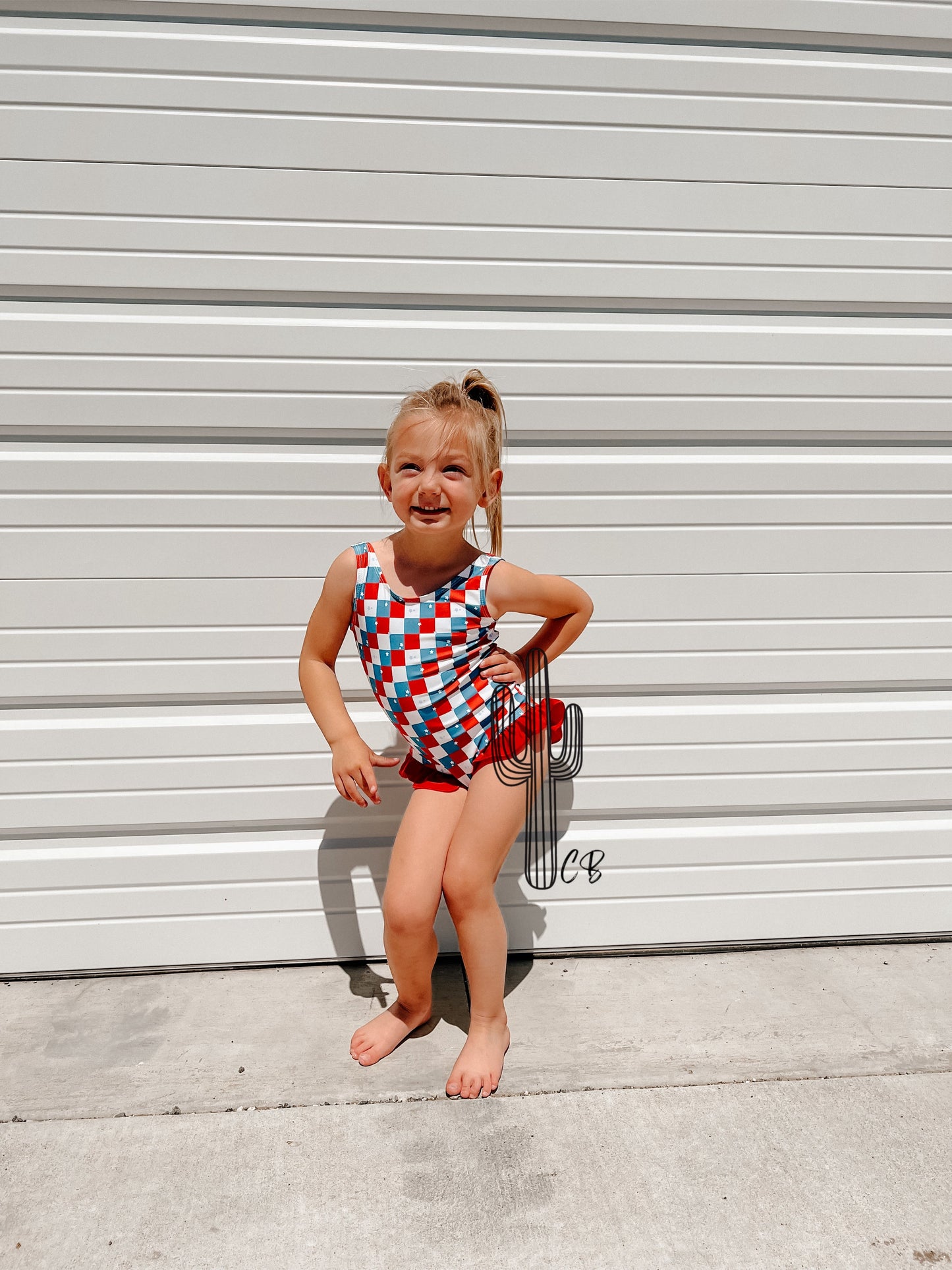 Girls 1 Piece Patriotic Swim
