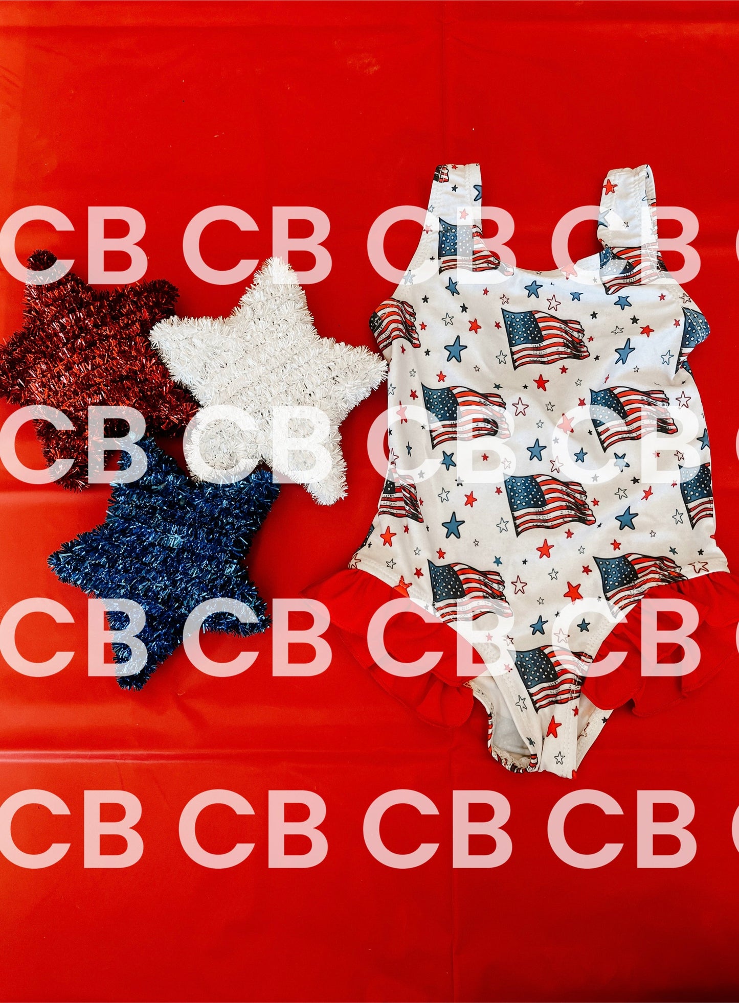 Girls 1 Piece Patriotic Swim