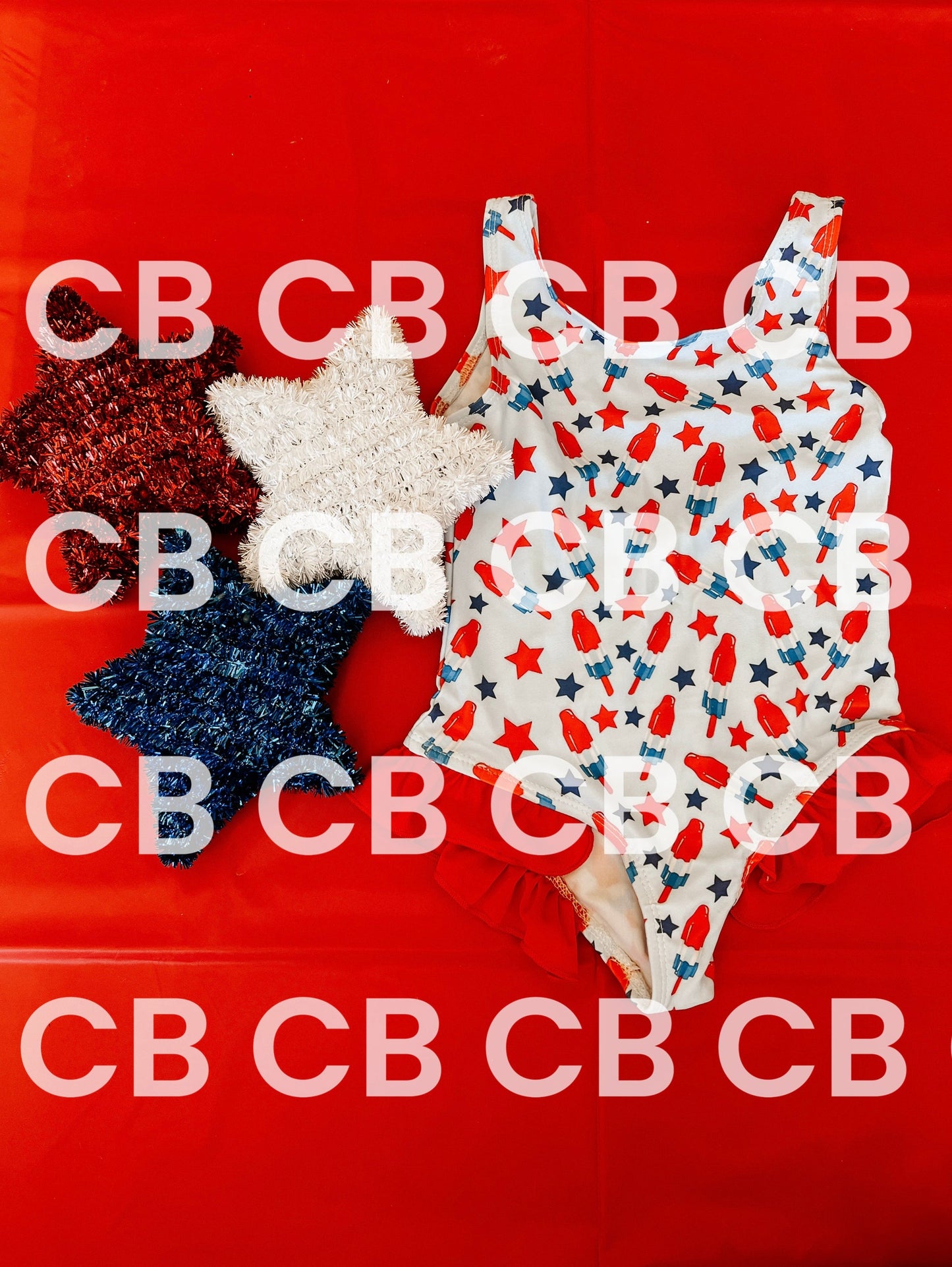 Girls 1 Piece Patriotic Swim