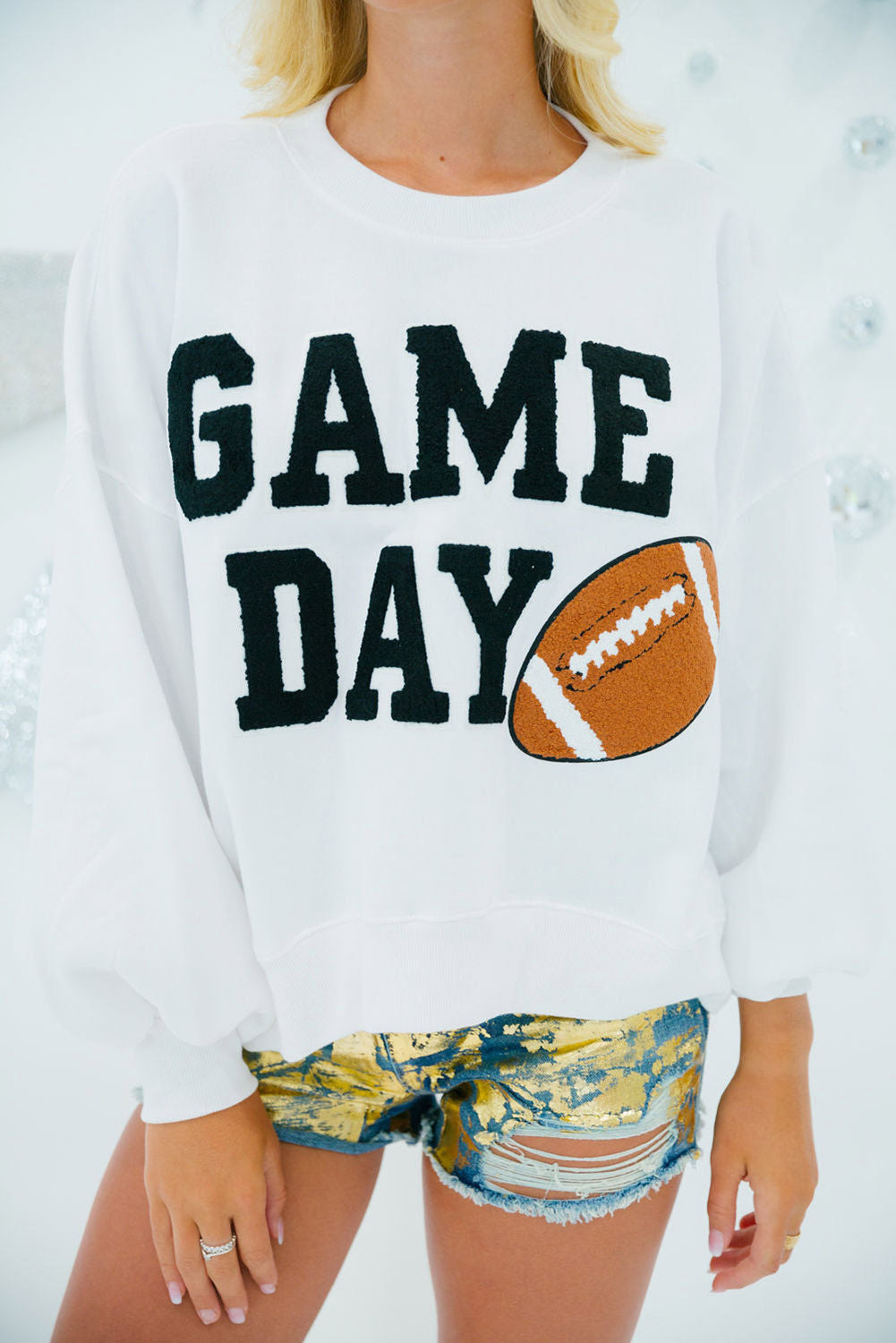 GAME DAY Graphic Varsity Pullover Sweatshirt