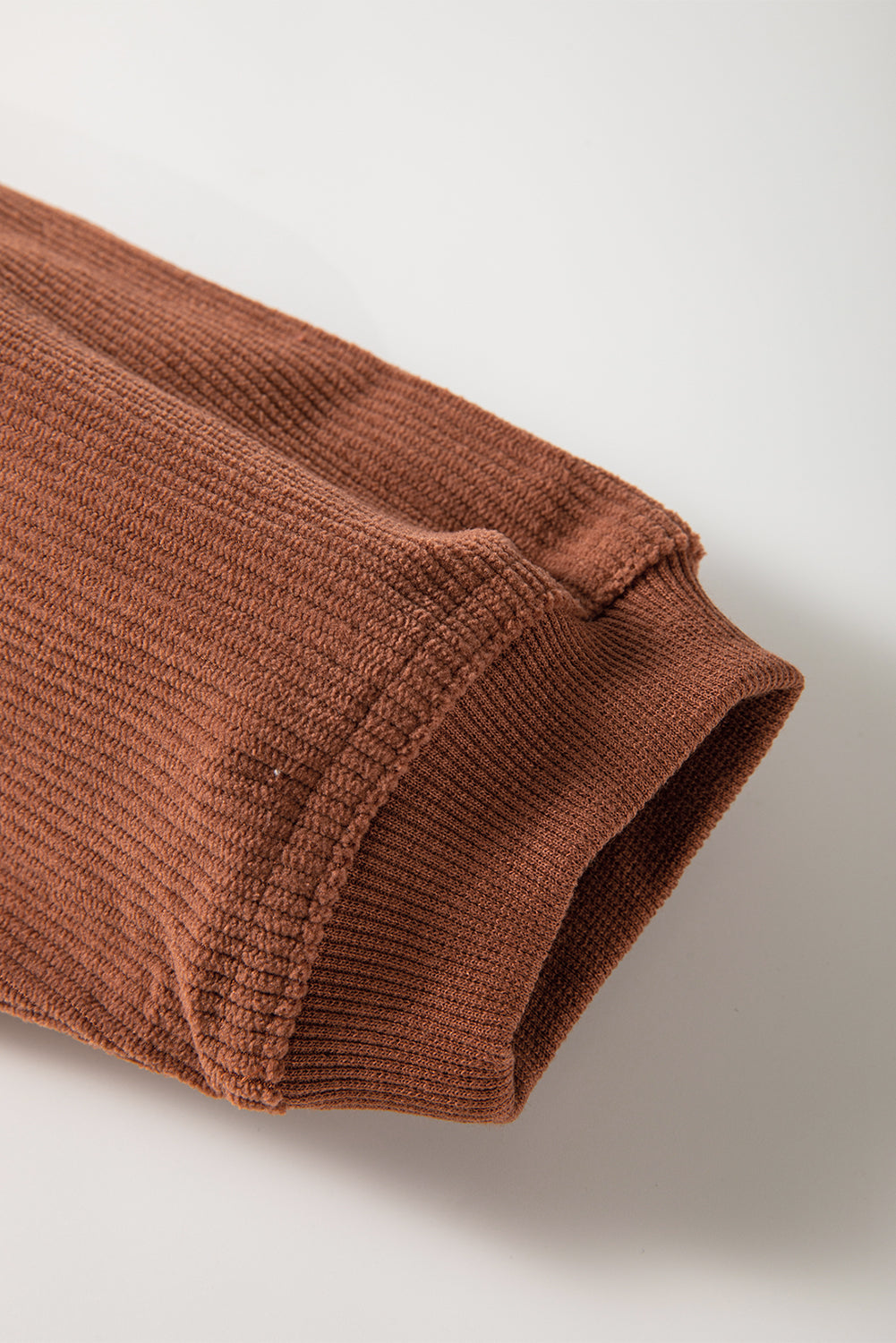 Apricot Drop Shoulder Ribbed Oversized Sweatshirt