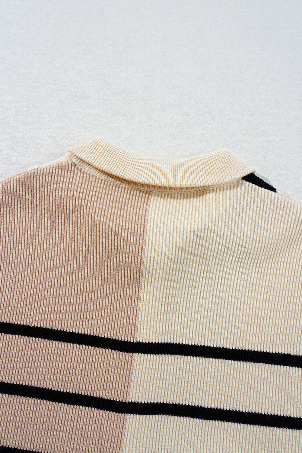 Black Stripe Color Block Short Sleeve Quarter Zip Mini Dress