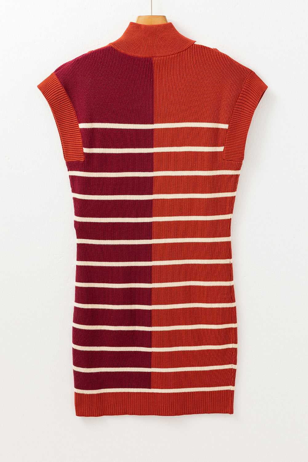 Black Stripe Color Block Short Sleeve Quarter Zip Mini Dress