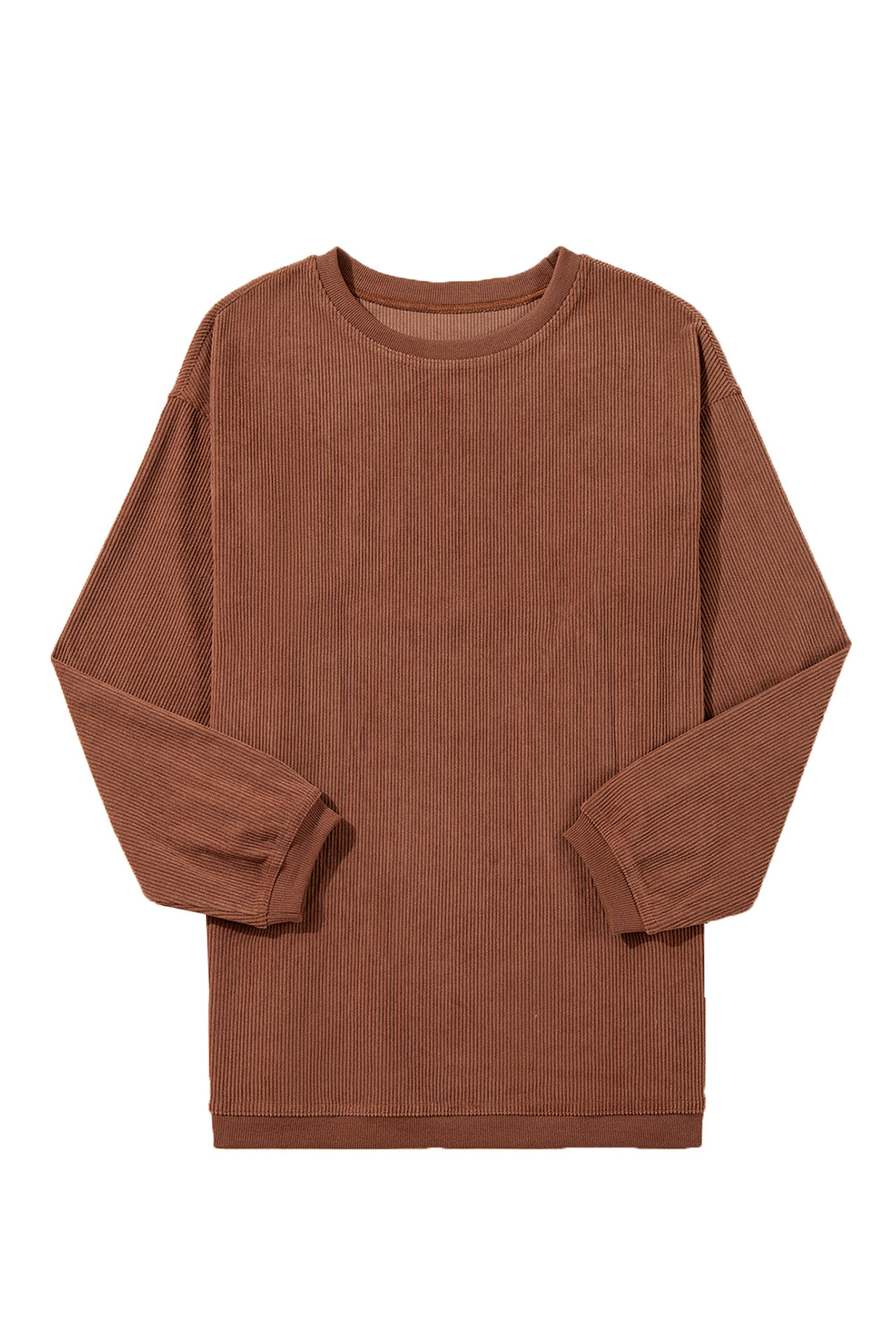 Apricot Drop Shoulder Ribbed Oversized Sweatshirt