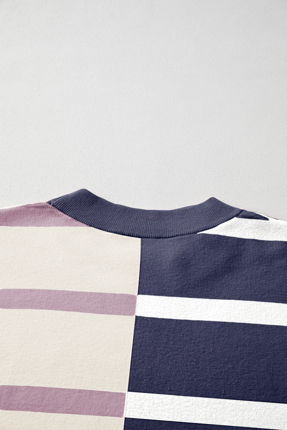 Pink Striped Colorblock Drop Shoulder Sweater