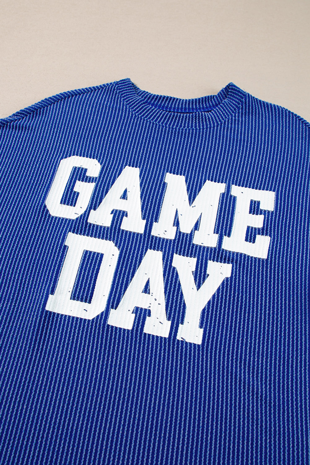 Dark Grey Corded GAME DAY Graphic Long Sleeve Top