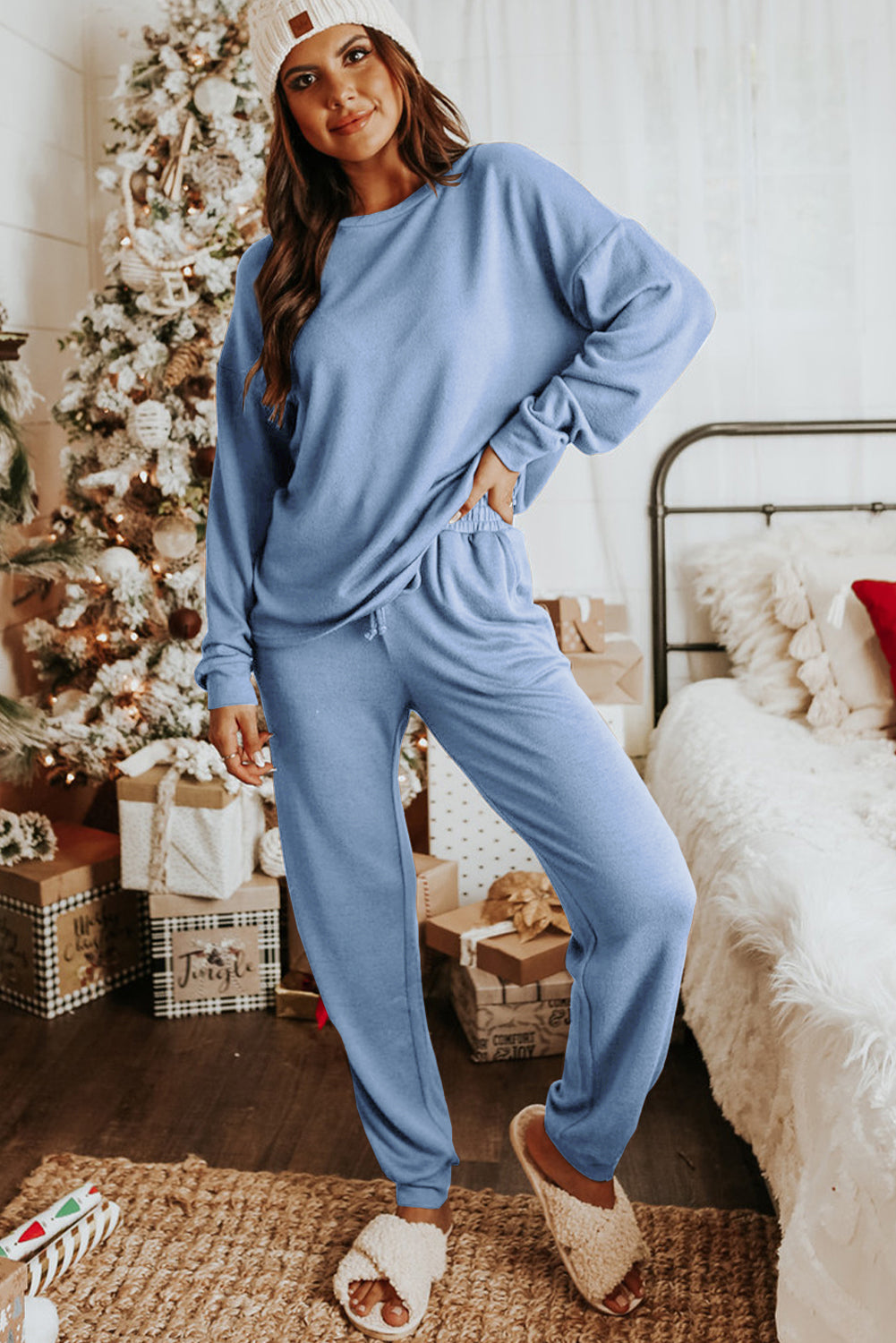 Long Sleeve Pullover & Jogger Pants Loungewear Set