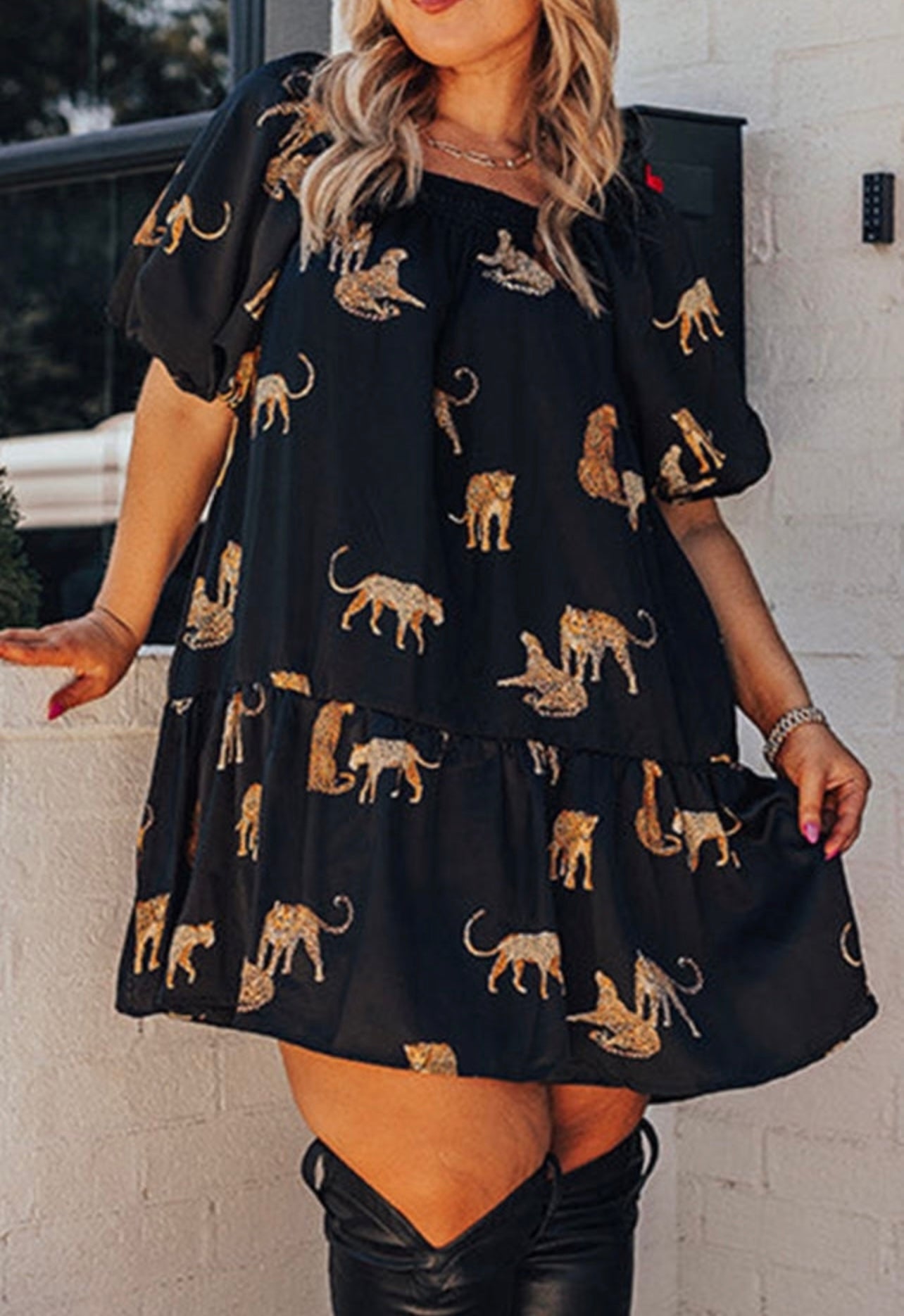 Black Leopard Mini Dress