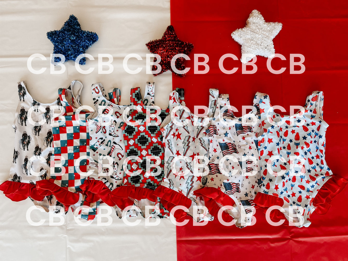 Girls 1 Piece Patriotic Swim