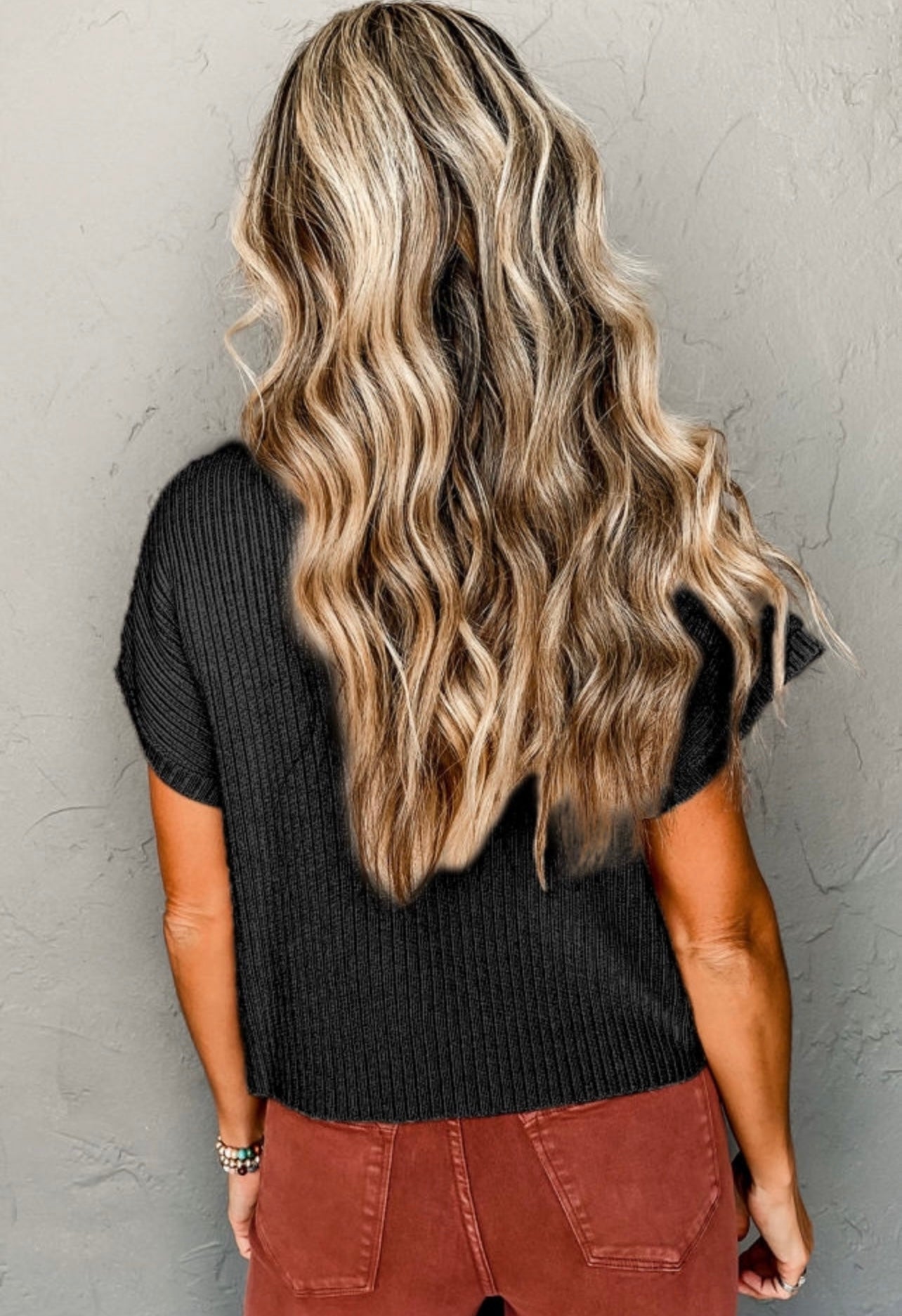 Cropped Short Sleeve Sweater