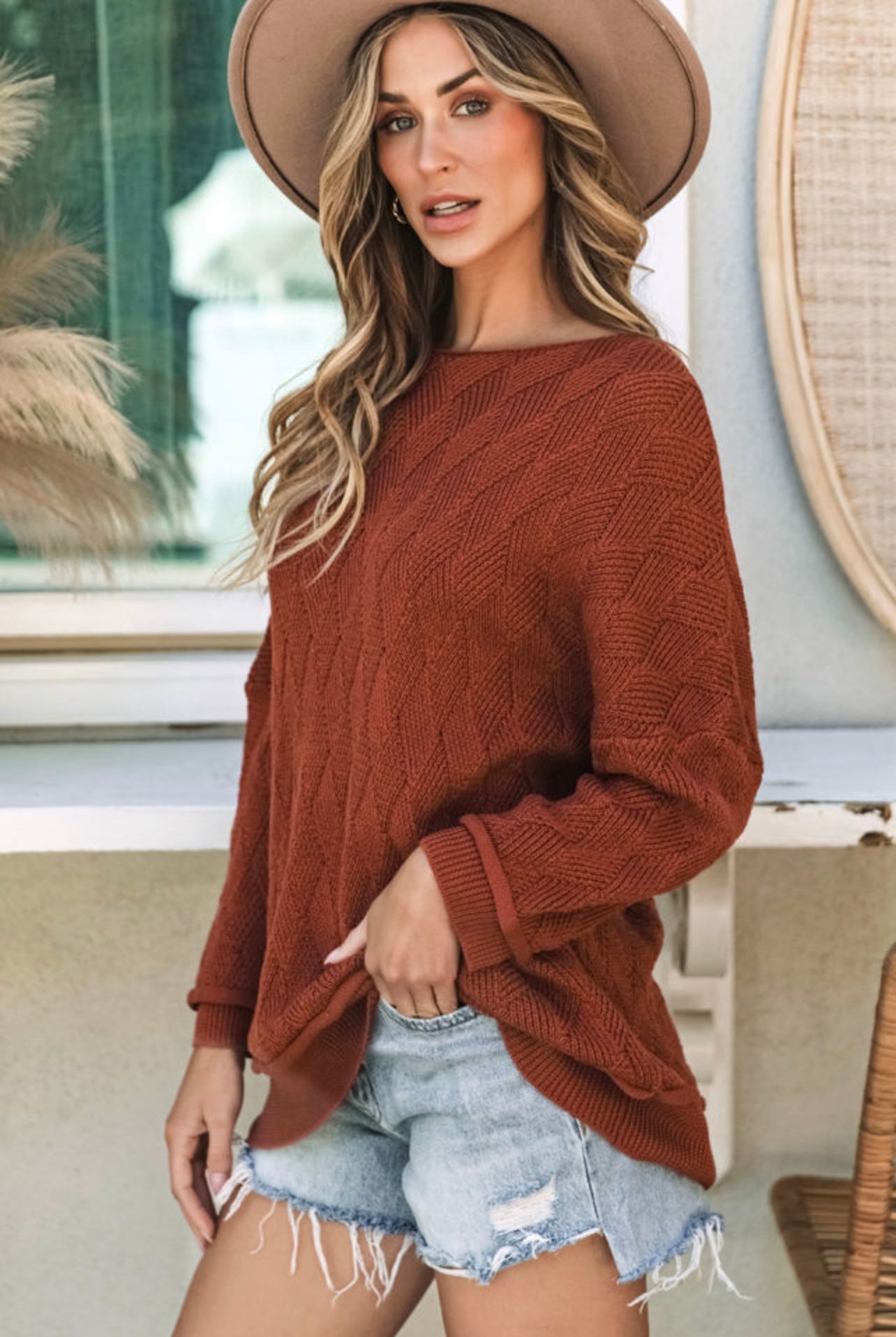 Textured Rust Sweater