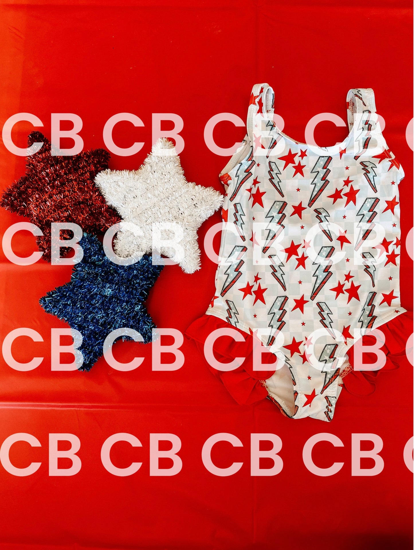 Girls 1 Piece Patriotic Swim