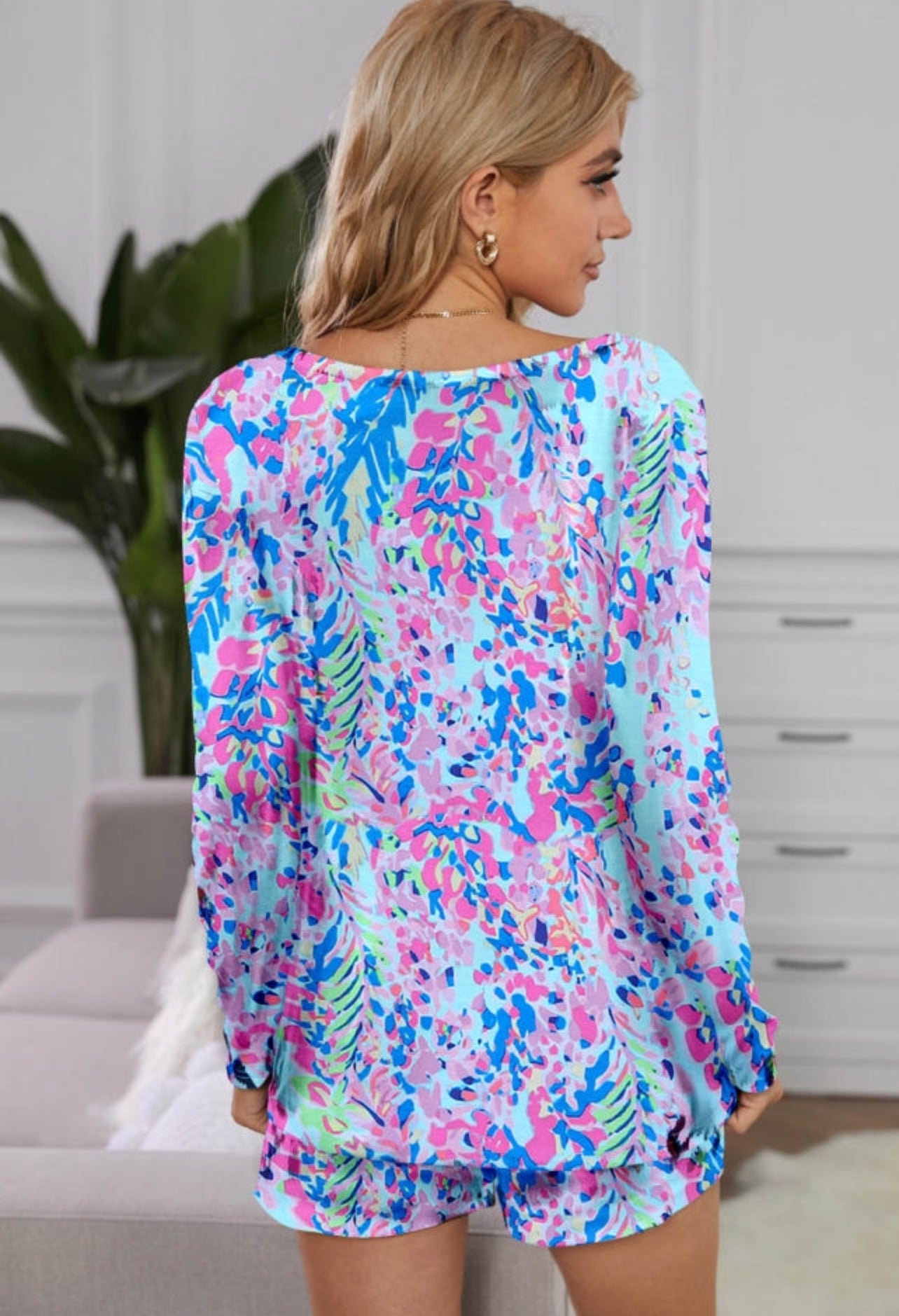 Multicolor Floral Long Sleeve Lounge Set