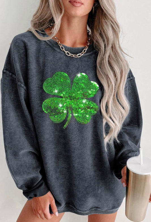 Sequin Clover Corded Pullover