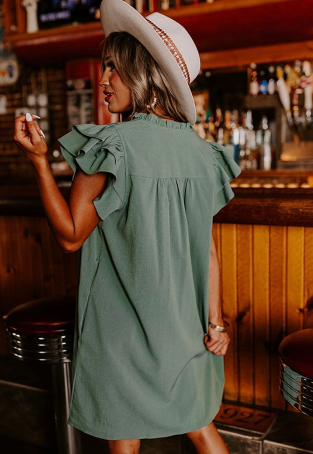 Ruffle Sleeve Mini Dress