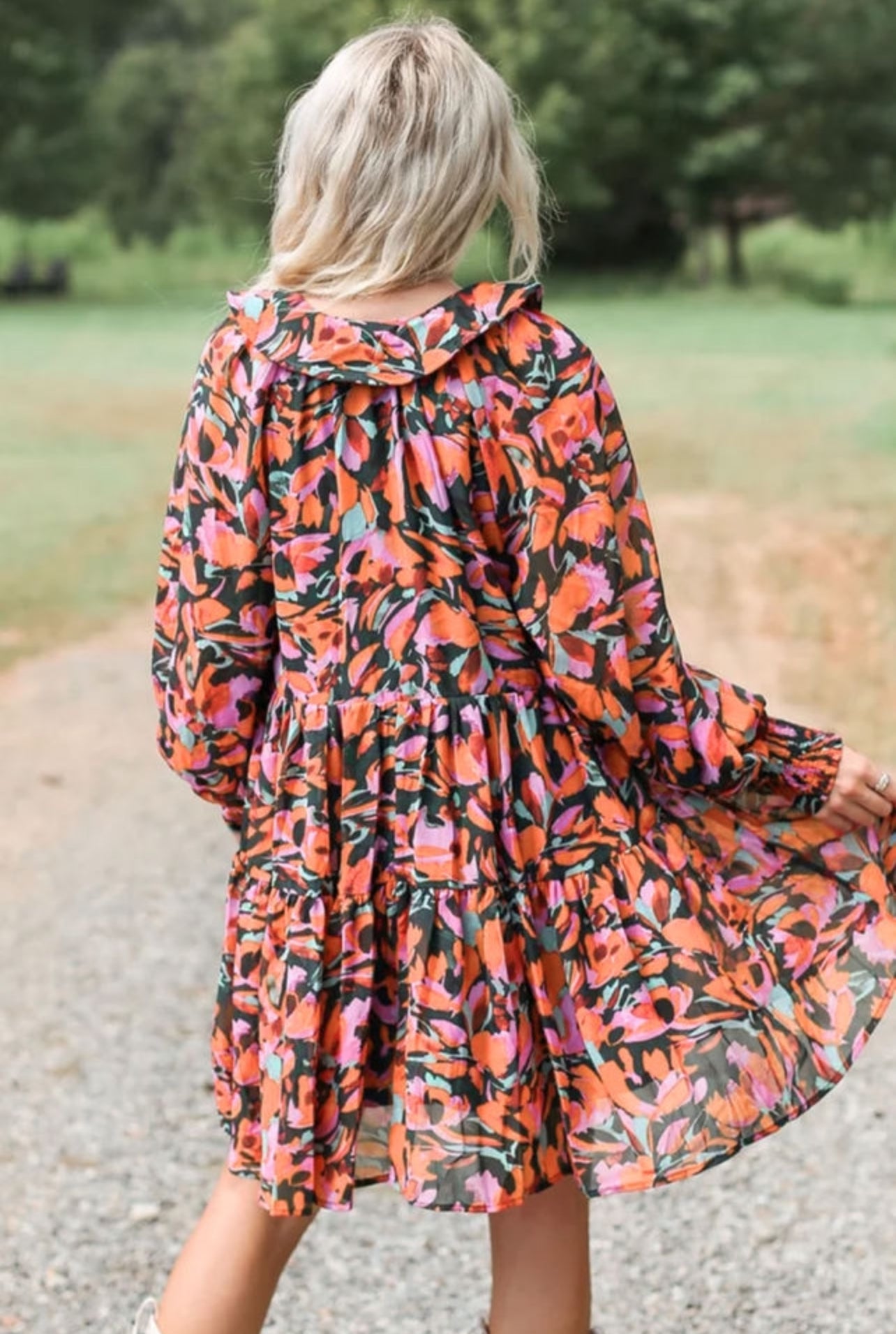 Red Boho Floral Print Dress