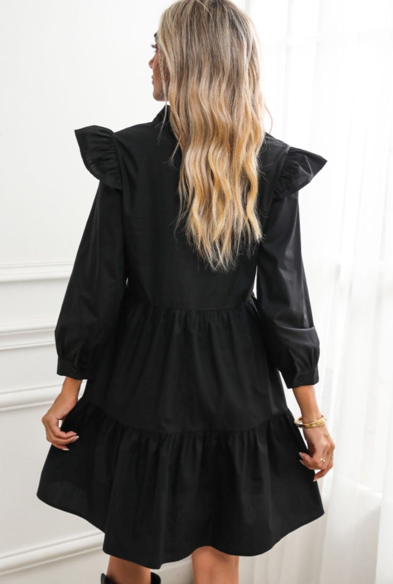 Black Ruffle Tiered Dress