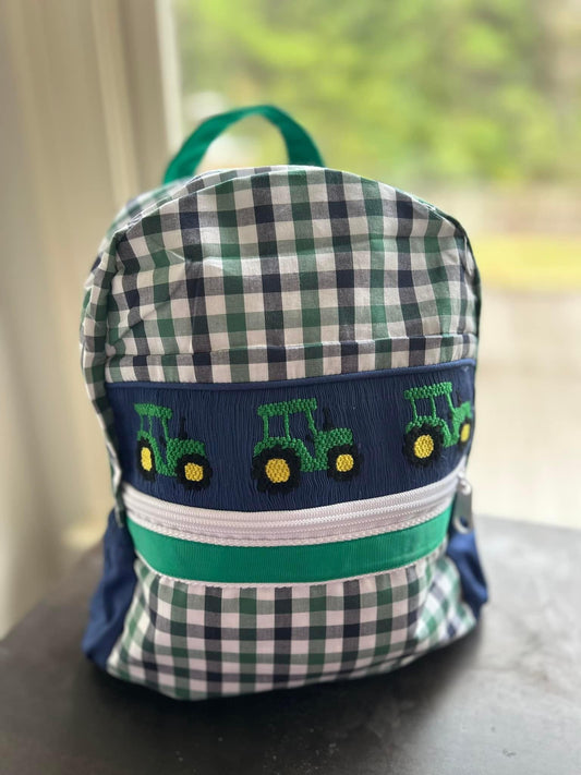 Smocked Tractor Toddler Backpack