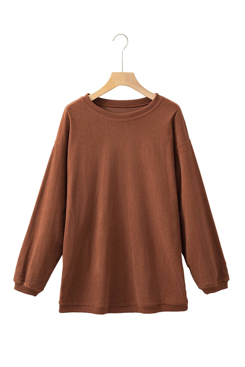 Apricot Drop Shoulder Ribbed Oversized Sweatshirt