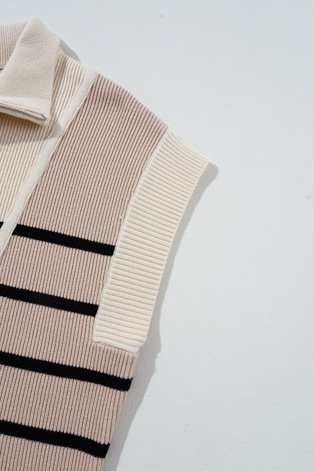 Black Stripe Color Block Short Sleeve Quarter Zip Mini Dress