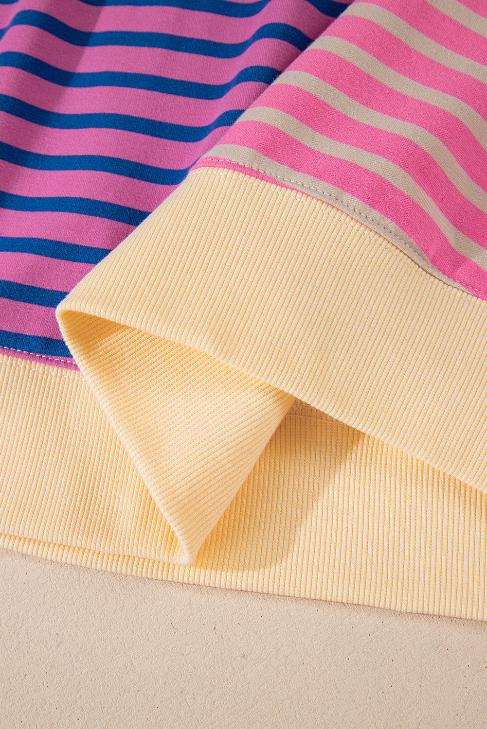 Sky Blue Stripe Colorblock Drop Shoulder Oversize Sweatshirt