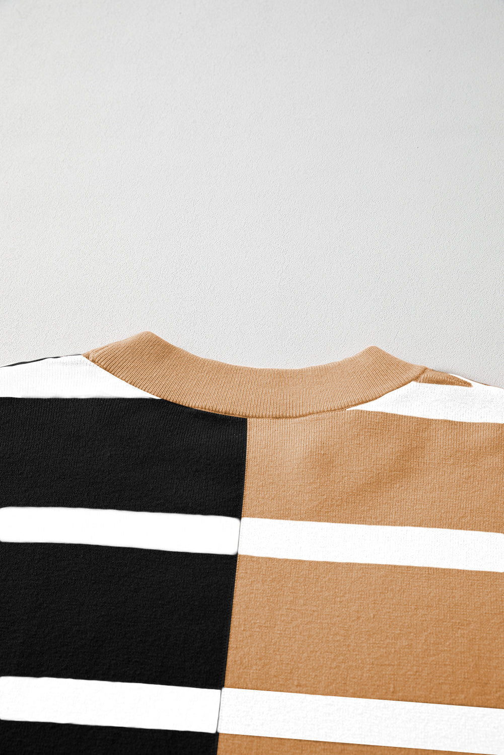 Pink Striped Colorblock Drop Shoulder Sweater