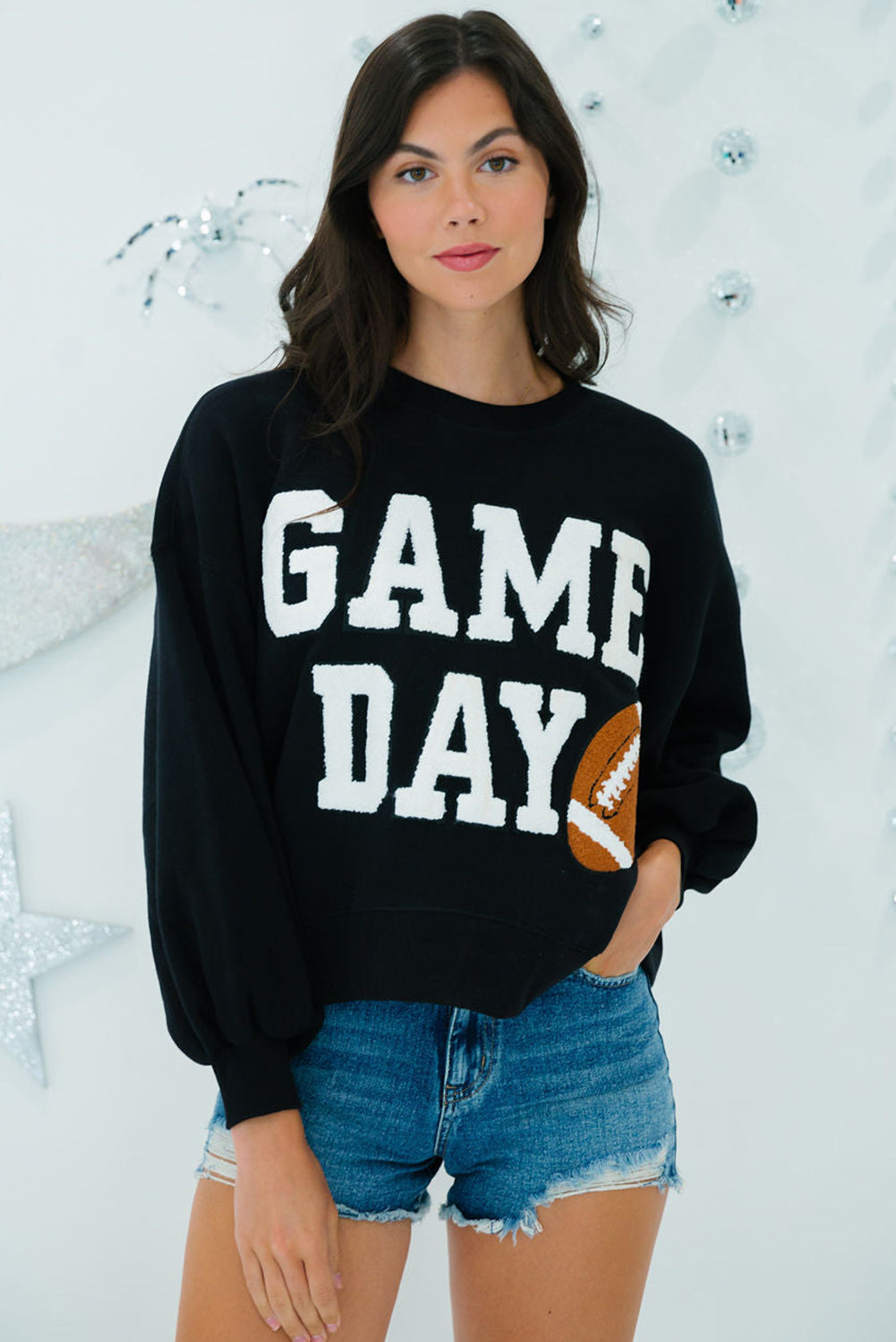 GAME DAY Graphic Varsity Pullover Sweatshirt