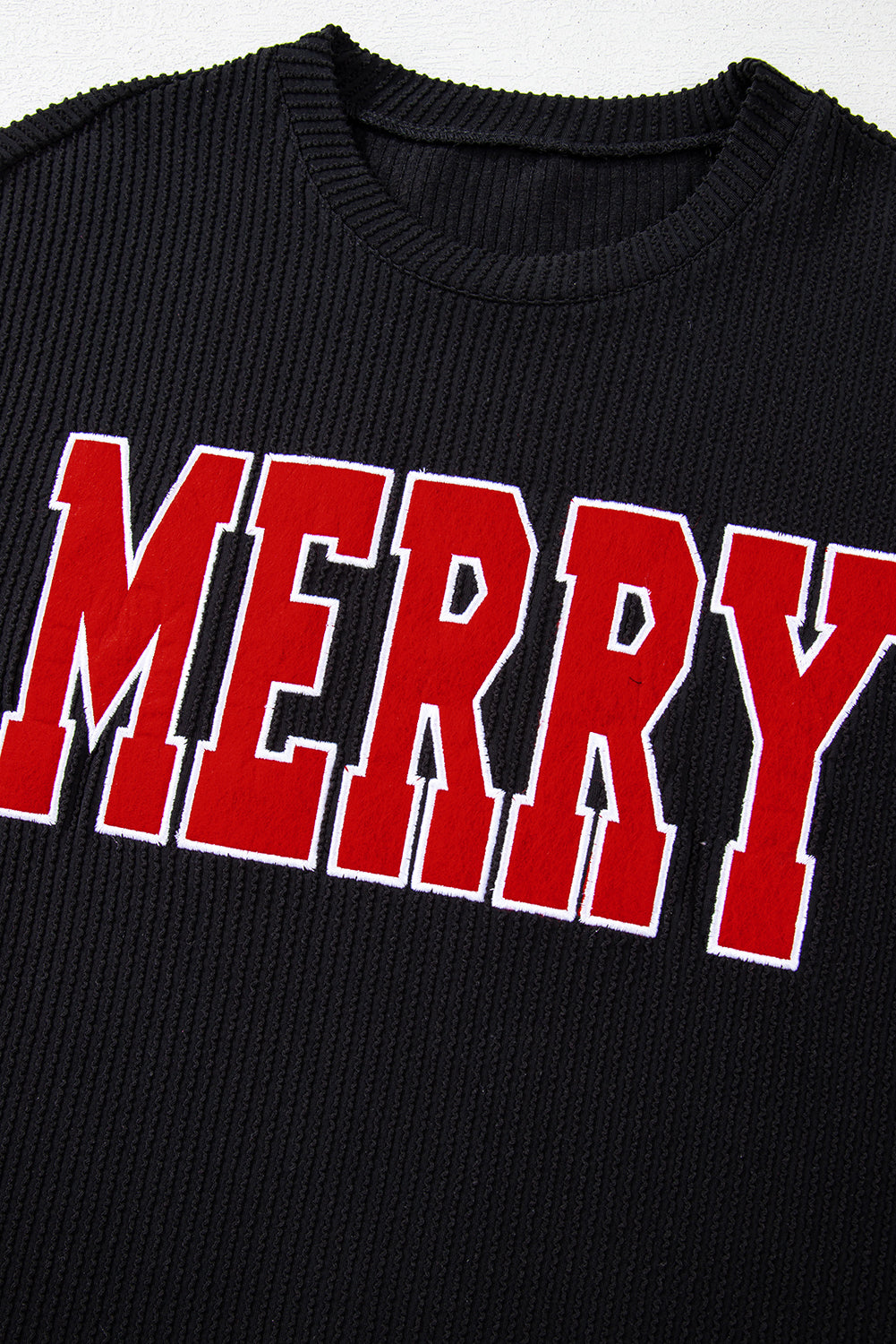 Racing Red Corded MERRY Long Sleeve Top and Shorts Pajama Set