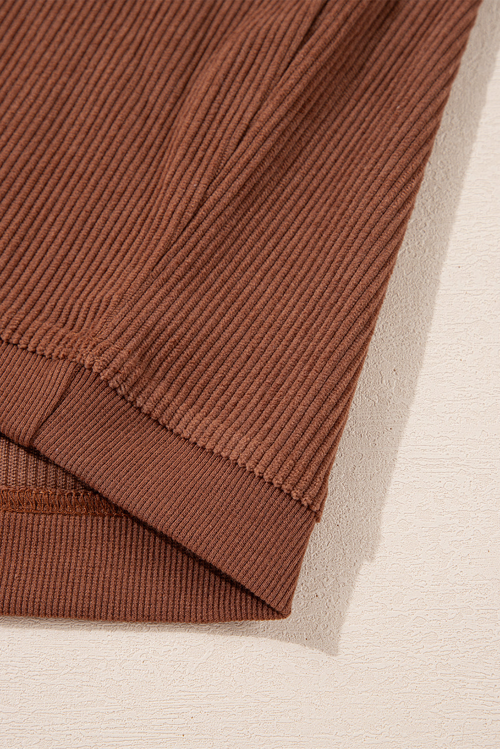 Apricot Drop Shoulder Ribbed Oversized Sweatshirt