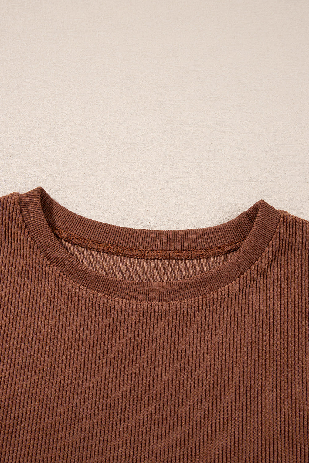 Apricot Drop Shoulder Ribbed Oversized Sweatshirt