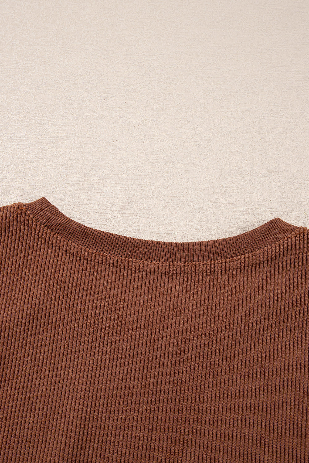 Apricot Drop Shoulder Ribbed Oversized Sweatshirt