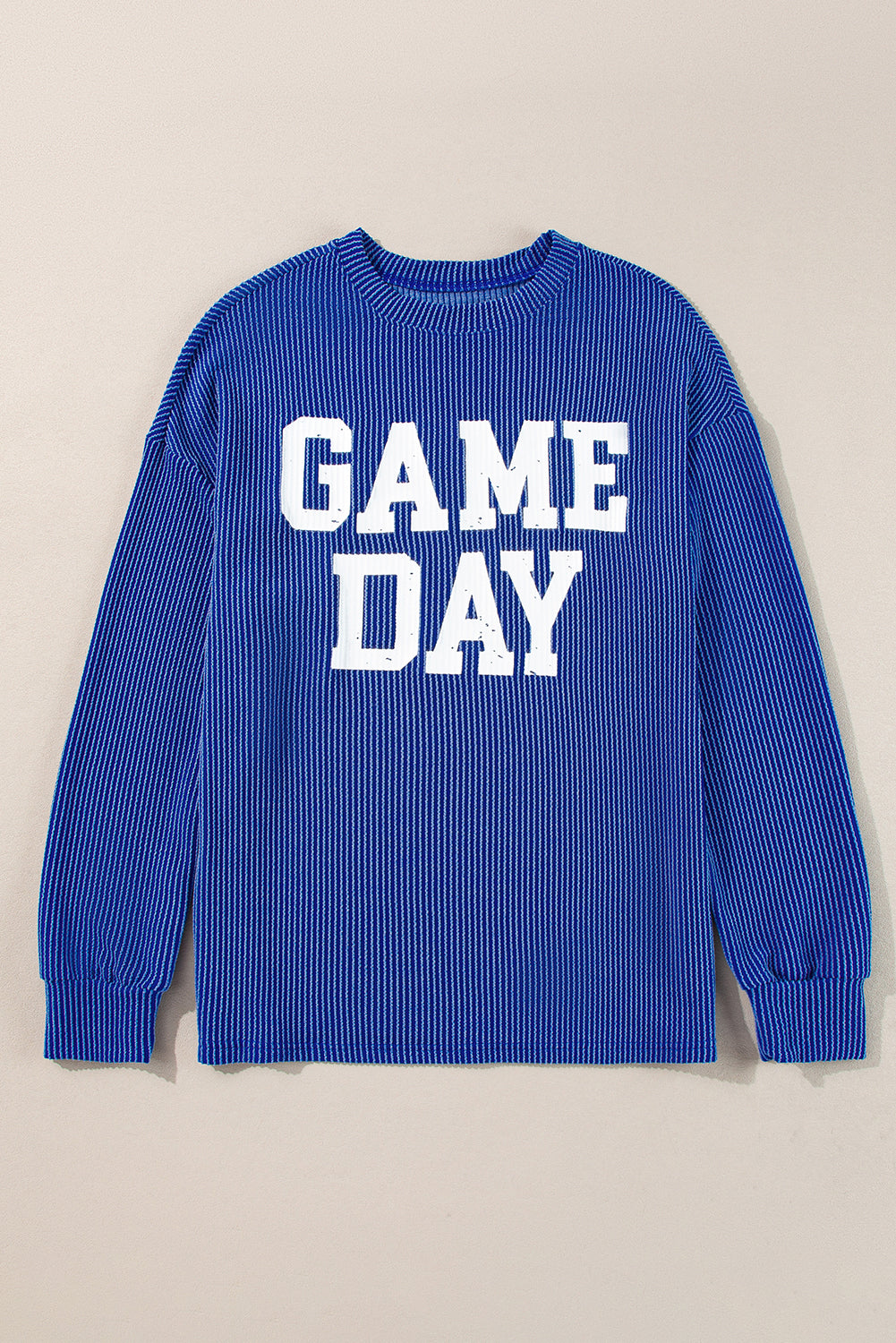 Dark Grey Corded GAME DAY Graphic Long Sleeve Top