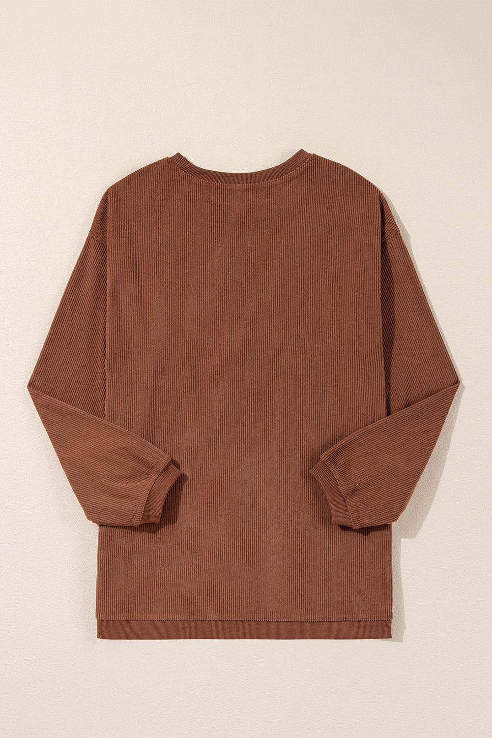Apricot Drop Shoulder Ribbed Oversized Sweatshirt